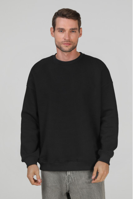 Світшот чоловічий оверсайз утеплений чорний RAY OVERSIZE U0304